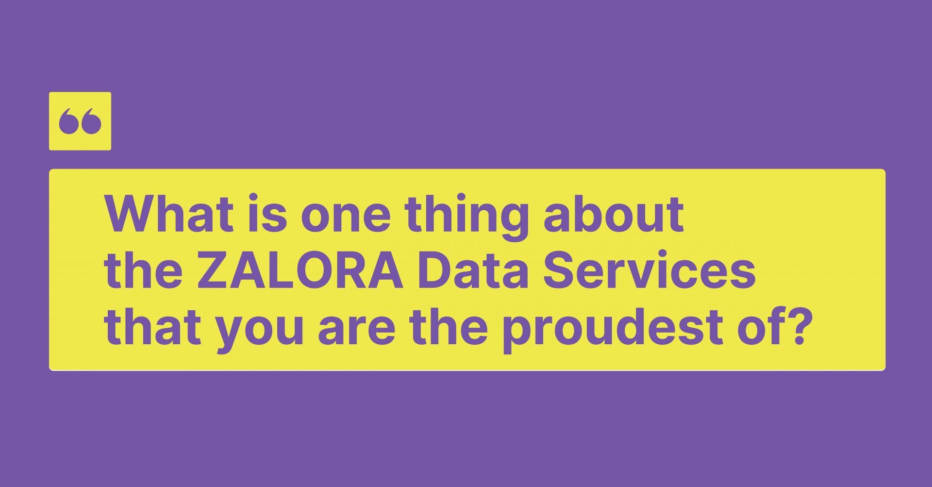 What is one thing about the ZALORA Data Services that you are the proudest of?